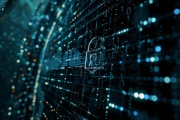 Fototapeta premium Locked key infrastructure secure browsing access control secure internet; key management secure software cyber lock technology.
