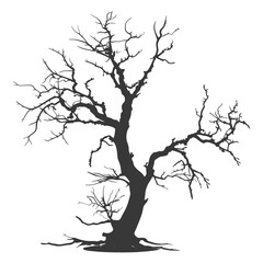 Silhouette dead tree full black color only