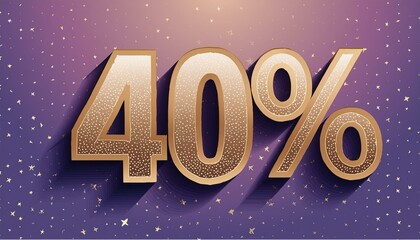 Vector realistic isolated text of 40 percent sale number texture: 40 percent sale" text design background