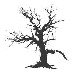 Silhouette dead tree full black color only