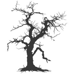 Silhouette dead tree full black color only