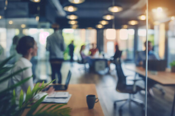 Obraz premium Blurred office scene with working professionals