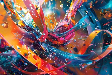 Captivating Abstract Shapes Dancing in a Radiant Multidimensional Light Show of Vibrant Color and Energy