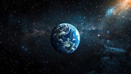 A beautiful image of the planet earth in space on a dark background.