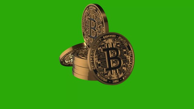 Bitcoins rotate in cycles. 4k, chroma kay.