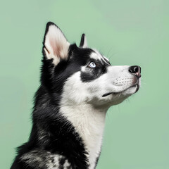 Obraz premium husky dog isolated on green 