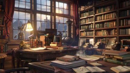 illuminated by the soft white glow of a desk lamp and the gentle light emitted from a screen, enveloped in a calming atmosphere of white tones.