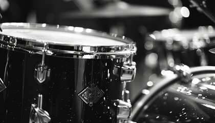 Naklejka premium Close up of a black and white drum set piece
