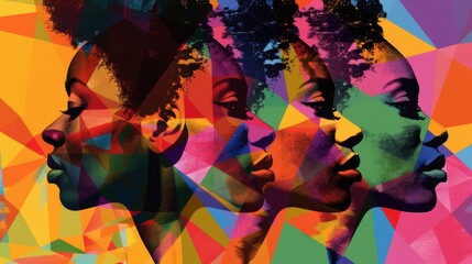 A diverse group of women with colorful faces celebrating unity and freedom