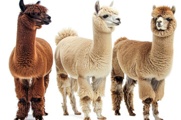 Three alpacas with noble gaze