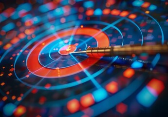 Utilize strategy chart for business success, incorporating growth arrow diagram in finance marketing presentation on development background for pointing profit stock market achievement