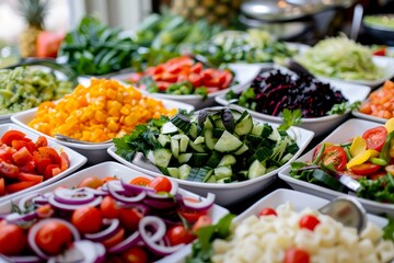 Close up of fresh vegetable salads