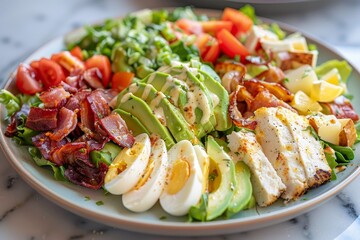 Cobb salad served on a dish