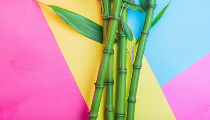 Colorful background with fresh bamboo