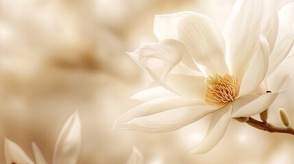 a white frame showcasing an ultra-detailed magnolia flower, capturing the essence of simplicity and precision.