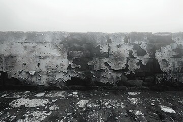 Old concrete wall in the fog,  Abstract background for design,  Black and white