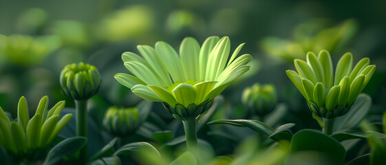 Green flower background with vibrant color