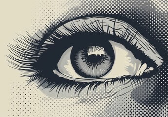 Vector eye illustration with halftone pattern