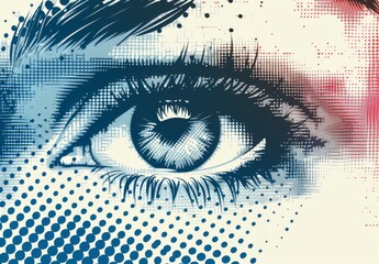Vector eye illustration with halftone pattern