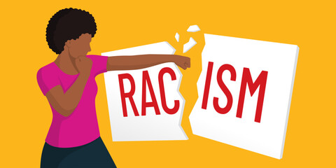 African woman fighting against racism