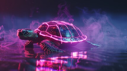 3d turtle with neon.