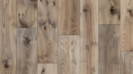 Panoramic View of Light Brown Wooden Flooring Displaying Rich Texture and Knots.