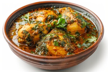Indian Chicken Korma with Kasoori Methi in a Bowl White Background