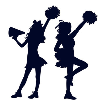 vector hand drawn cheerleader silhouettes 