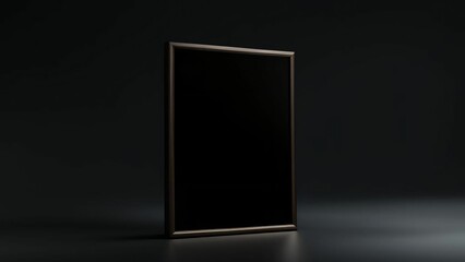 Abstract dark background template, blackboard design copy space wall. Big picture frame art in a black room, empty copy space, product display. Minimalist monochromatic poster frame mockup