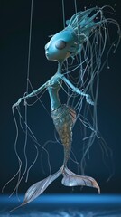 Cartoon digital avatar of a mermaid puppeteer