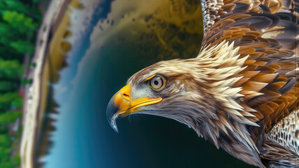 Fototapeta premium A bald eagle in its natural habitat.