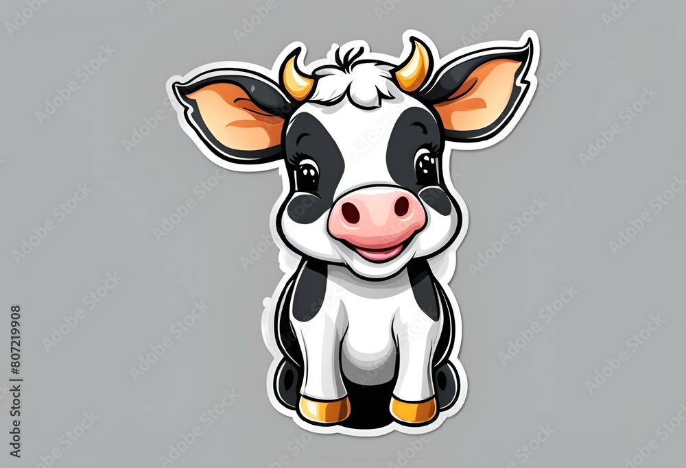 Wall mural ai generated illustration of a cartoon cow sticker