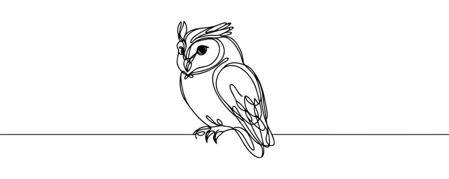 recommend clip art: Online education owl one line graduation concept. E-learning training skill courses. vector illustration