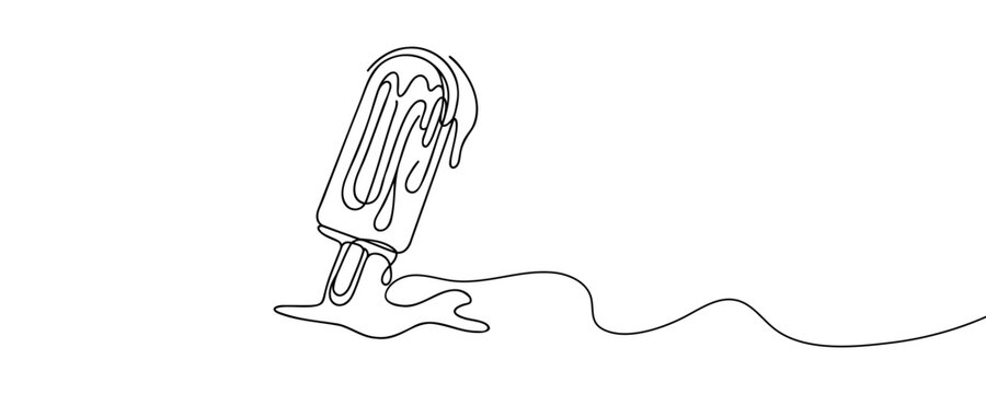 recommend clip art: Outline ice cream popsicle stick vector one line continuous drawing illustration. Hand drawn linear silhouette icon