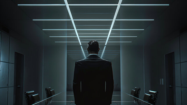 Businessman in Modern Conference Room