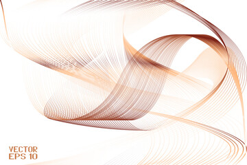 Abstract Bronze and Brown Pattern with Waves. Striped Linear Texture. Vector. 3D Illustration