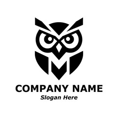 Owl logo. Owl pictorial logotype for company, business, logo, stamp, mascot, label. Elegant minimalist owl logo. Symbol of smart, intelligence, science, education