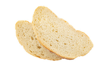 Fresh slice of bread on a white background for breakfast.