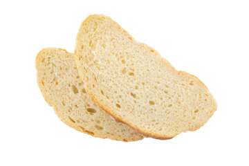 Fresh slice of bread on a white background for breakfast.