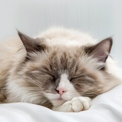 Fototapeta premium A ragdoll cat is sleeping