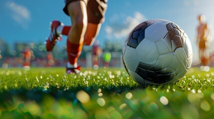 Close up photo of playing soccer, AI generated Image hyper realistic 