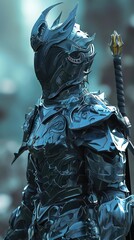 Fototapeta premium Cartoon digital avatars of Obsidian Warrior