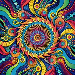 abstract pattern with circles, pattern, Psychedelic patterns with bright, swirling colors for music festival or cultural event posters.