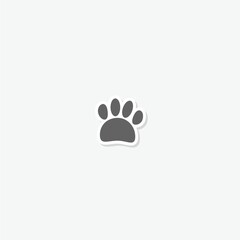 Paw print icon sticker isolated on gray background