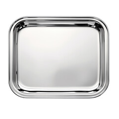 empty silver tray isolated on transparent background