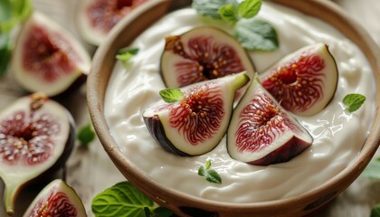 Natural yogurt with fig jam added