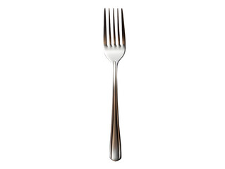 Empty steel dinner fork isolated on transparent background