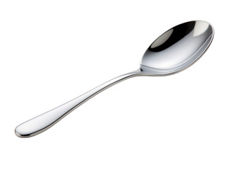 Empty steel table spoon isolated on transparent background