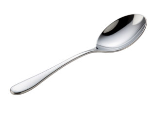 Empty steel table spoon isolated on transparent background