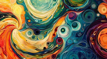 Vibrant swirls of color blend together in a mesmerizing abstract pattern, creating a feast for the eyes.